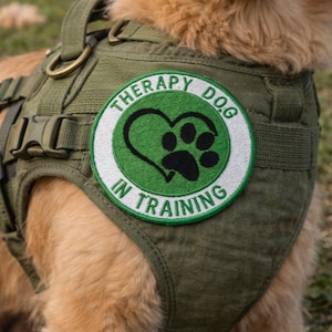 Therapy Dog In Training Patch/Iron On Patch/Pet Lover Gift/Embroidered Sew-On Applique for Vest/Jacket, Dog Harness, Clothing, Backpack