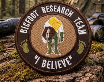 Bigfoot Research Team Patch/Iron-On Patch/Sasquatch Cryptid/Paranormal Badge/Embroidered Sew-On Applique for Clothing Vest/Jacket Backpack