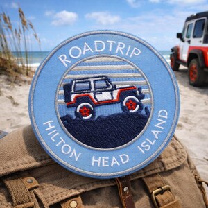Hilton Head Patch/Iron On Patch/Island Road Trip/4x4 Adventure/Rig 4WD Gift/Embroidered Sew-On Applique for Clothing Vest/Jacket Backpack