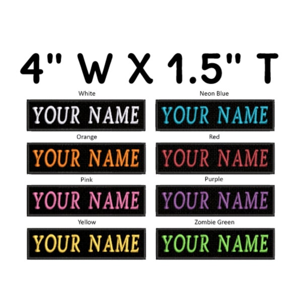 4"x1.5" Name Patch Custom "Your Name" Personalized Name Tag Embroidered Iron-on/Sew-on Applique Uniform Costume Vest Clothing Backpack