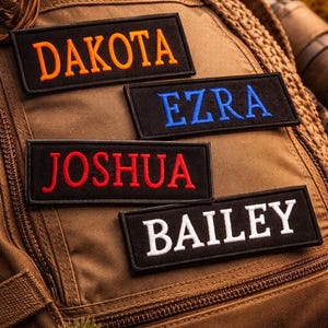 Custom Embroidered Name Tag Patch, Iron-On or Sew-On Applique for Jacket Backpack, Personalized Badge, Outdoor Gear Label, Camp Supplies