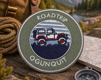 Patch termocolante para viagem de carro em Ogunquit/Patch para aventura off-road 4x4/Aplique bordado para costurar em roupas, coletes, jaquetas, bonés, equipamentos e mochilas.
