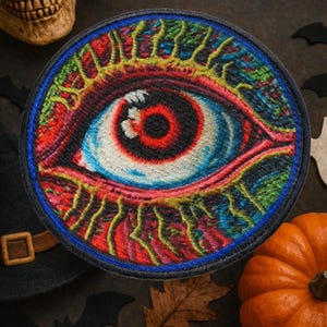 Psychedelischer Augapfel Aufnäher/Bügelbild/Halloween Patch/aufbügelbare Applikation für Halloween Kostüm Trick-or-Treat Tasche Kleidung Jacke/Weste Rucksack