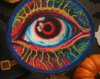 Psychedelic Eyeball Patch/Iron-On Patch/Scary Eye/Sew-On Applique for Halloween Costume Trick-or-Treat Bag Clothing Vest/Jacket Hat Backpack
