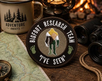 Bigfoot Research Team Patch/Iron-On Patch/Sasquatch Cryptid/Paranormal Gift/Embroidered Sew-On Applique for Clothing Vest/Jacket Backpack