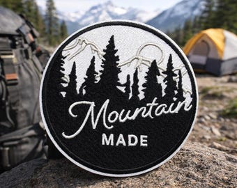 Écusson fabriqué en montagne/écusson à repasser/randonnée et camping/insigne nature/cadeau parc/appliques brodées à coudre pour vêtements sac à dos gilet/veste équipement
