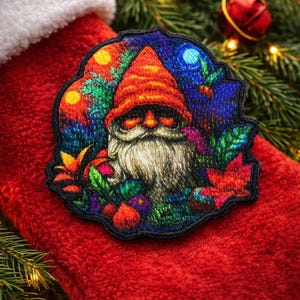 Parche de gnomo navideño/Parche termoadhesivo/Insignia de ayudante de Santa Claus/Decoración navideña/Ambiente del Polo Norte/Aplicación para coser en calcetines, chalecos o chaquetas