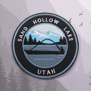 Iron On Sand Hollow Lake Patch/Souvenir Applique for Jacket & Clothing/Backpack/Utah Patch/Lake Life Gift/Boating Badge/Outdoor Travel