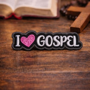 I Love Gospel Patch/Iron-on Patch/Religious Music Gift/Christian Faith/Embroidered Sew-On Applique for Clothing Vest/Jacket Backpack
