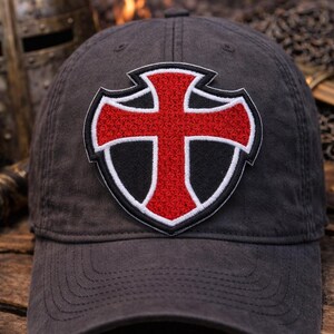 Knight Templar Patch/Iron-On Patch/Shield Crest/Medieval Badge, Coat of Arms/Embroidered Sew-On Applique for Clothing Vest/Jacket Backpack image 2
