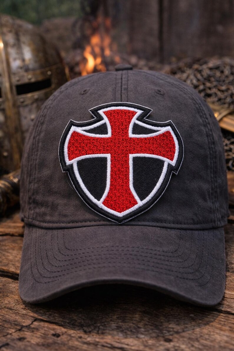 Knight Templar Patch/Iron-On Patch/Shield Crest/Medieval Badge, Coat of Arms/Embroidered Sew-On Applique for Clothing Vest/Jacket Backpack image 2