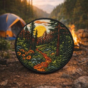 Nature Patch/Iron-On Patch/Hiking Badge/National Park Souvenir/Mountain Trail Gift/Camping/Sew-On Applique for Clothing Vest/Jacket Backpack