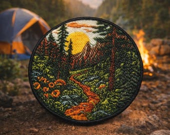 Nature Patch/Iron-On Patch/Hiking Badge/National Park Souvenir/Mountain Trail Gift/Camping/Sew-On Applique for Clothing Vest/Jacket Backpack