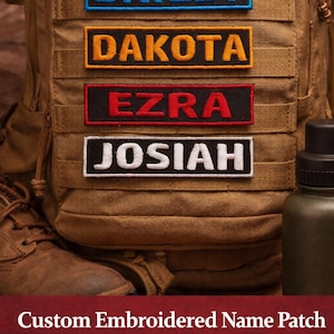 Custom Embroidered Name Tag Patch, Iron-On or Sew-On Applique for Jacket Backpack, Personalized Badge, Outdoor Gear Label, Camp Supplies