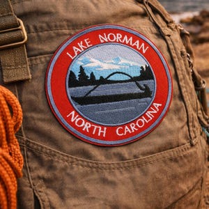 Lake Norman Patch/Iron-On Patch/North Carolina Souvenir Gift/Fishing Fish/Embroidered Sew-On Applique for Clothing Vest/Jacket Hats Backpack image 4