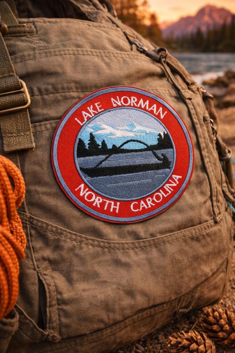 Lake Norman Patch/Iron-On Patch/North Carolina Souvenir Gift/Fishing Fish/Embroidered Sew-On Applique for Clothing Vest/Jacket Hats Backpack image 4