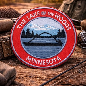 Lake Of The Woods Patch/Iron-On Patch/Minnesota Souvenir/Dad Fishing Gift/Embroidered Sew-On Applique for Clothing Vest/Jacket Backpack Hats