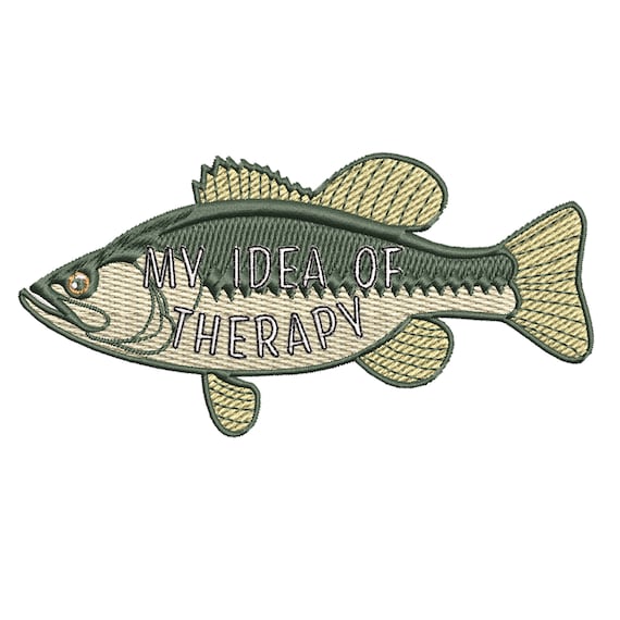 Buy My Idea of Therapy Largemouth Bass Freshwater Fish Embroidered DIY Iron/ sew-on Decorative Patchlake Life Pro Bass Fishing Series Online in India 