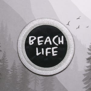 Iron-on Beach Life Patch Embroidered Applique for Backpack, Jacket, Tote Bag, Summer Vibes, Vacation Style, Ocean Lover Patch, Coastal Gift