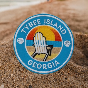 Tybee Island Georgia Patch/Iron-on Patch/Embroidered Sew-On Applique for Jacket Clothing Backpack, Fun Vacation/Beach Vibes Souvenir Gift