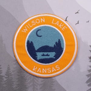 Iron On Wilson Lake Patch/Souvenir Applique for Jacket & Clothing/Backpack/Kansas Patch/Lake Life Gift/Boating Badge/Outdoor Travel/Fishing