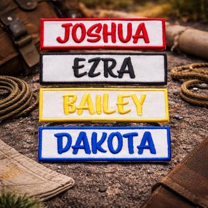 Custom Embroidered Name Tag Patch, Iron-On or Sew-On Applique for Jacket Backpack, Personalized Badge, Outdoor Gear Label, Camp Supplies