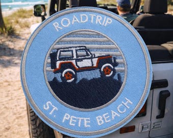 St. Pete Patch/Iron-On Patch/Beach Road Trip Souvenir/4x4 Emblem/Embroidered Sew-On Applique for Vest/Jacket Clothing Backpacks Gear