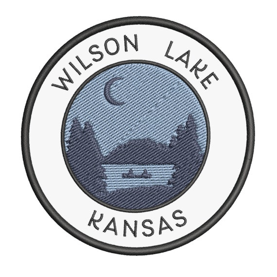 Wilson Lake Kansas Fishing Patch 3.5 Embroidered Iron-on Applique Vest  Clothing Jacket Backpack, Nature Adventure Badge Souvenir Gift, Moon 