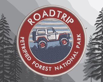 Parche termoadhesivo para viaje por carretera del Parque Nacional del Bosque Petrificado/Aplique bordado para chaqueta, mochila, ropa, vehículo todoterreno 4x4 o sendero