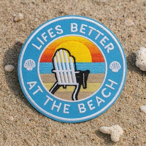 Parche "La vida es mejor en la playa"/Parche termoadhesivo/Regalo de recuerdo/Olas del océano/Aplique bordado para coser en ropa, bolsos, chalecos, chaquetas y sombreros