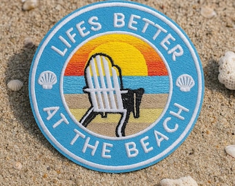 Parche "La vida es mejor en la playa"/Parche termoadhesivo/Regalo de recuerdo/Olas del océano/Aplique bordado para coser en ropa, bolsos, chalecos, chaquetas y sombreros