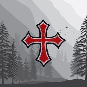 Iron On Knight Templar Patch, Embroidered Shield Crest for Backpack Jacket Vest, Medieval Applique Badge, Coat of Arms Patch, Crusader Cross