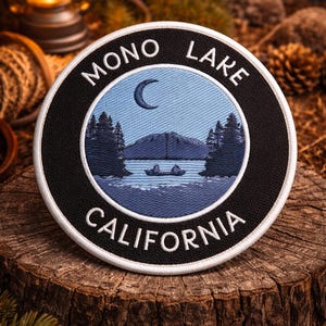 Mono Lake Patch/California Souvenir/Iron-On Patch/Nature Badge/Fishing Trip/Embroidered Sew-On Applique for Clothing Vest/Jacket Hats Gear