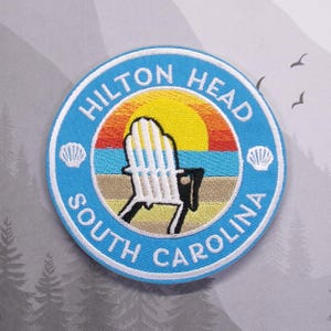 Iron-on Hilton Head South Carolina Patch Embroidered Applique for Jacket, Clothing, Backpack, Ocean Vacation, Seashell Badge, Beach Bum