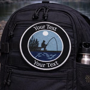 Custom Text Patch/Personalized Fishing Gift/Iron On Patch//Fisherman Lake Life/Embroidered Sew-On Applique for Vest/Jacket Clothing Backpack image 4