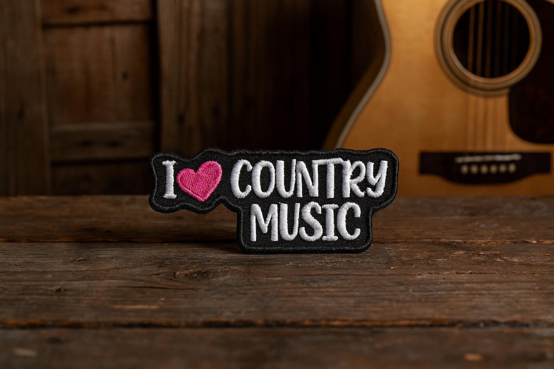 I Love Country Music Patch – Country Music Lover Embroidered Iron on