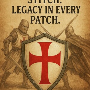 Knight Templar Patch/Iron-On Patch/Shield Crest/Medieval Badge, Coat of Arms/Embroidered Sew-On Applique for Clothing Vest/Jacket Backpack image 7