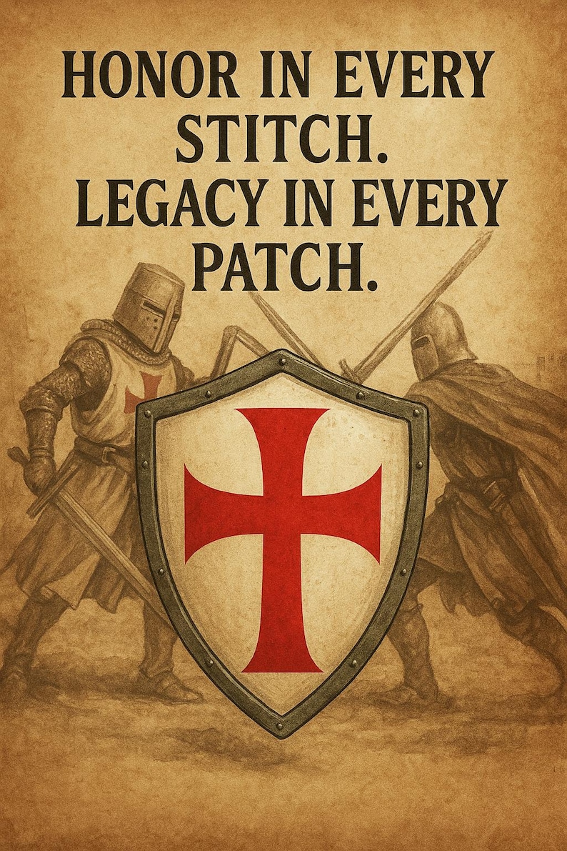 Knight Templar Patch/Iron-On Patch/Shield Crest/Medieval Badge, Coat of Arms/Embroidered Sew-On Applique for Clothing Vest/Jacket Backpack image 7