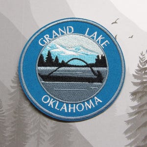 Iron On Grand Lake Patch/Souvenir Applique for Jacket & Clothing/Backpack/Oklahoma Patch/Lake Life Gift/Boating Badge/Outdoor Travel
