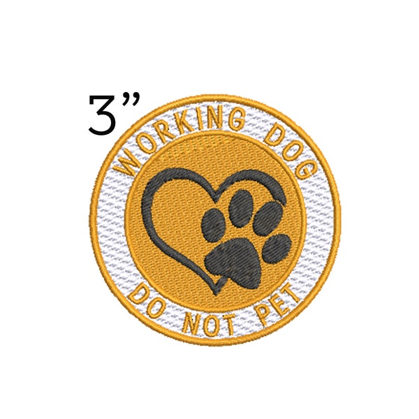 Working Dog Do Not Pet Patch Heart Embroidered DIY Iron-on/Sew-on Applique Badge Backpack Vest Jacket Jeans Clothing Gift Furry Friend