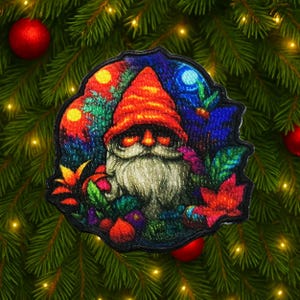 Iron On Christmas Gnome Patch Sew-On Applique for Jacket, Backpack, Clothing, Santa Helper Badge, Holiday Decor Patch, North Pole Vibes