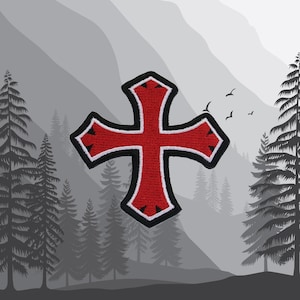 Iron On Knight Templar Patch, Embroidered Shield Crest for Backpack Jacket Vest, Medieval Applique Badge, Coat of Arms Patch, Crusader Cross