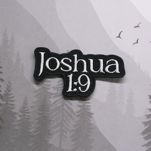 Iron On Joshua 1:9 Patch 3.2"x1.6" Embroidered Applique for Jacket, Backpack, Clothing, Christian Gift, Bible Verse Badge, Jesus Faith Patch