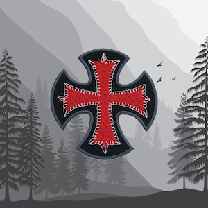 Iron On Knight Templar Patch, Embroidered Shield Crest for Backpack Jacket Vest, Medieval Applique Badge, Coat of Arms Patch, Crusader Cross