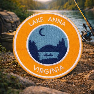 Lake Anna Patch/Virginia Souvenir/Iron-On Patch/Nature Fishing Camping Gift/Embroidered Sew-On Applique for Clothing Vest/Jackets Backpacks