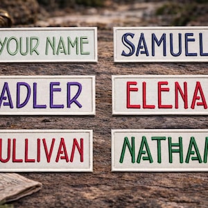 Personalized Iron On Name Tag, Custom Iron On Patch, Custom Iron On Name Tag, Embroidered Hat Patch, Custom vintage iron-on name tag