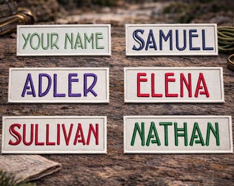 Personalized Iron On Name Tag, Custom Iron On Patch, Custom Iron On Name Tag, Embroidered Hat Patch, Custom vintage iron-on name tag