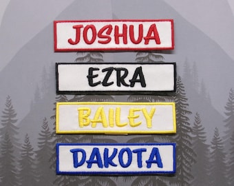 Custom Embroidered Name Tag Patch, Iron-On or Sew-On Applique for Jacket Backpack, Personalized Badge, Outdoor Gear Label, Camp Supplies