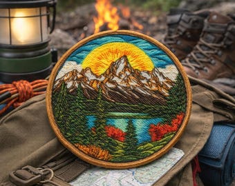 グランドティトン パッチ/アイロン接着パッチ/ハイキング＆キャンプ/自然バッジ/国立公園ギフト/縫い付けアップリケ 衣類 ベスト/ジャケット バックパック ギア