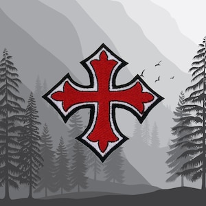 Iron On Knight Templar Patch, Embroidered Shield Crest for Backpack Jacket Vest, Medieval Applique Badge, Coat of Arms Patch, Crusader Cross
